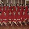 The Braniff Hostess class of 25-Oct-65 in Dallas with arrows pointing to Sharon Hendricks, left, and Ginger Brisbane, right